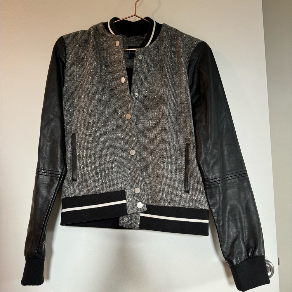 Abercrombie and Fitch letterman jacket, size small, with faux leather sleeves
